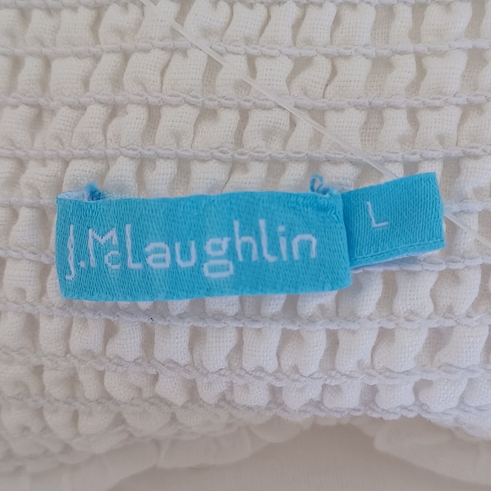 J.McLaughlin White‎ Linen Blend Eyelet Scalloped Hem Tiered Midi Skirt Large NWT - Picture 8 of 14